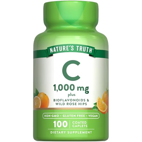 Natures Truth Vitamin C Bioflavonoids & Rose Hips | 1000mg | 100 Caplets | Vegan, Non-GMO and Gluten Free Supplement