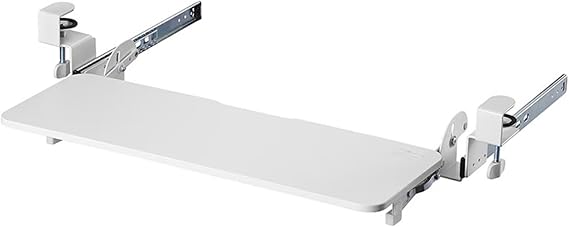 Keyboard Tray Under Desk, Pull Out Keyboard & Mouse Tray with C Clamp, Computer Drawer for Typing, White