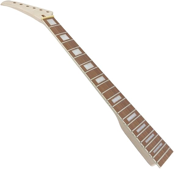Electric Guitar Neck 22 Fret 25.5" Scale, Reverse Headstock Maple Neck with Rosewood Fretboard & Block InlayBolt On Heel, for DIY & Replacement Guitar Builds