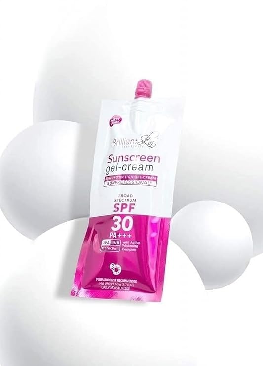 Brilliant Skin Essentials Sunscreen Gel-Cream, SPF 30, Broad Spectrum UVA/UVB Protection, Daily Moisturizer, 50g Sachet