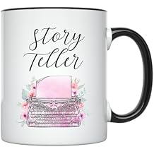 YouNique Designs Writer Coffee Mug, 11 Ounces, Storyteller Mug, Author Gifts for Women (Black Handle)