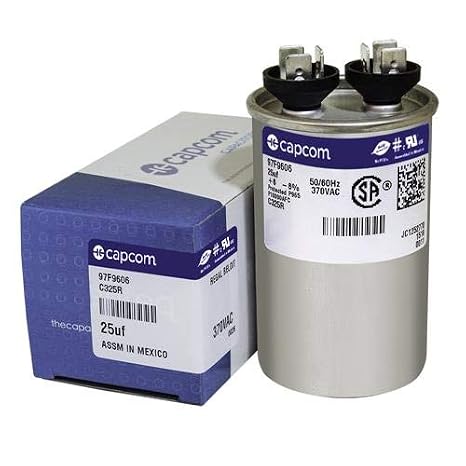 97F9606 25 uf MFD 370 Volt VAC - Replacement Round Run Capacitor