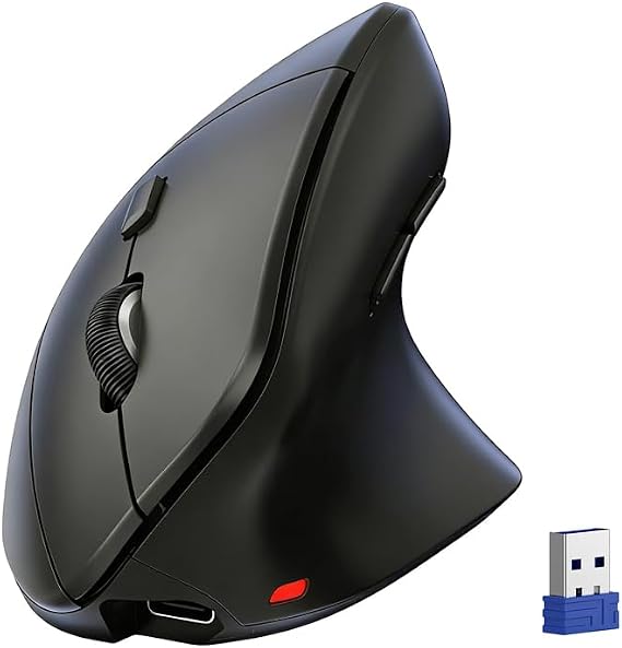 TECKNET Wireless Vertical Mouse, 2.4G+2*BT Rechargeable Bluetooth Mice