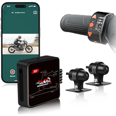 VSYSTO Q3 Pro Motorcycle Dash Cam 5G WiFi with 1080P Front & Rear Waterproof Cameras, Supports Parking Mode and 512GB