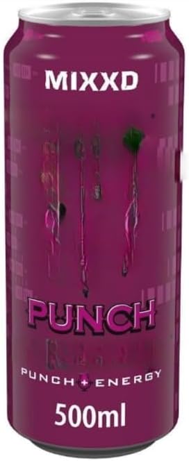 Mixxd Punch Carbonated Energy Drink With A Refreshing Punch Taste 500ml (Pack of 6) "Energize Mind and Body," "Fuel Your Passion," and "Find Your Power"