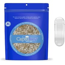 Capsuline Size 000 Empty Gelatin Capsules, Clear - 500 Count | Gluten Free, Kosher, Non-GMO Certified | Pure Bovine Pill Caps for DIY Supplement Filling