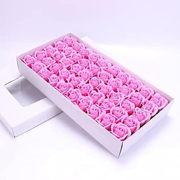 Artificial and Dried Flower 50Pcs with Base Soap Flower Rose Bath Body Flower Floral Soap Scented Rose Flower Wedding Valentine's DayHolding Flowers - ( Color: 0003)