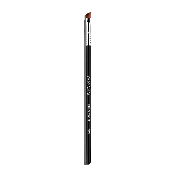 Sigma Beauty E65 Small Angle Brush Use for Winged Eyes or Brow - Precision Angled Brush for Gel or Powder Products - Create Precise Lines & Strokes - Chrome