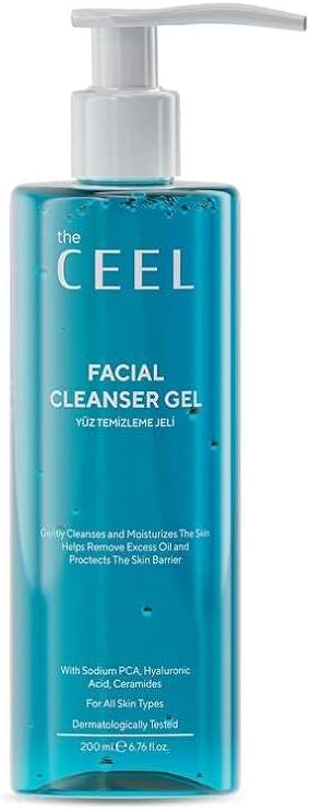 The Ceel Seramid Etkili Yüz Temizleme Jeli 200 ml - Hyaluronik Asit, Panthenol ve Probiyotik İçeren Nemlendirici ve Arındırıcı Yüz Yıkama Jeli, Tüm Cilt Tipleri İçin Günlük Temizleyici