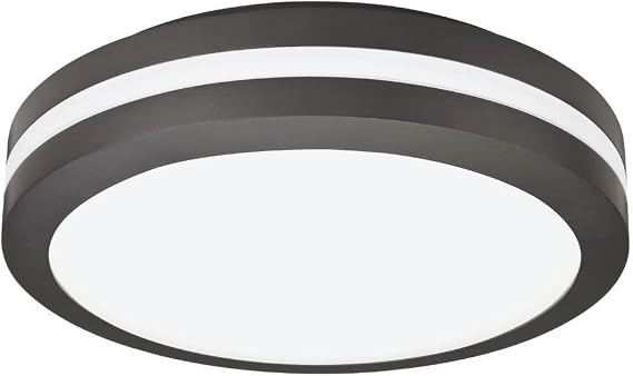 Lithonia Lighting Outdoor Flush Mount LED Ceiling Light, Exterior Ceiling Lighting Fixture, 4000K Cool White Light, Dark Bronze (OLCFM 15 DDB M4)