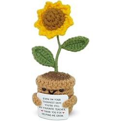 OASSIE Teacher Appreciation Gifts for Women Men - Handmade Positive Crochet Sunflower - Teachers Day Appreciation Birthday School Graduation Thank You Gifts for Teachers from Students, Teacher Gift