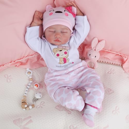 Kaydora Reborn Baby Dolls Girl - 22 Inch Soft Cloth Body Newborn Girl Doll, Realistic Sleeping Baby Doll That Look Real for Kids Age 3