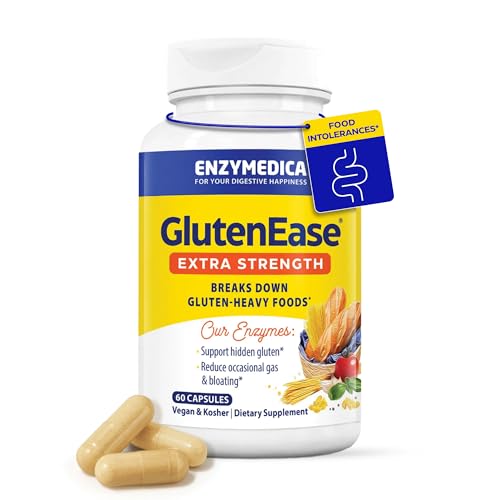 Enzymedica GlutenEase Extra Strength - Digestive Enzyme Supplement for Women & Men, Gluten & Casein Sensitivity Support, High Potency Enzymes for Digestion & Gut Health, Helps Gas & Bloating - 60 Caps