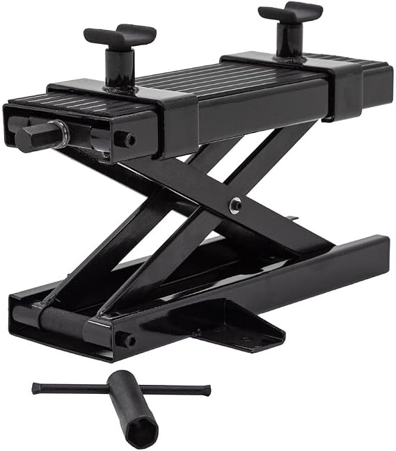 Black Widow Steel Motorcycle Tire Jack, 3.75 to 16.25 In Lift, 1,100 lb