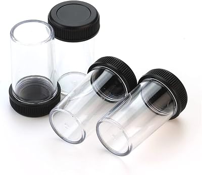 RADHAX Microscope Lens Case with 4pcs Achromatic Objective Lenses, Plastic, 27mm Diameter, 60mm H
