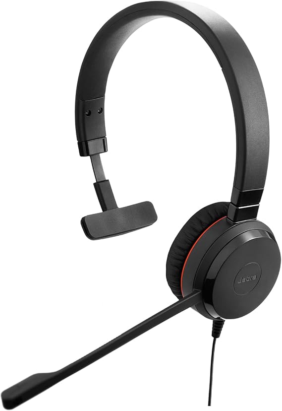 Jabra Evolve 30 II (2025 Edition) Wired Single-Ear Headset with Mic - 3.5mm Jack, USB-A/USB-C Connectivity, with Noise-Canceling Microphone, Works with Online Meeting Platforms - Black