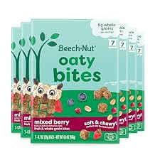 Beech-Nut Toddler Snacks, Oaty Bites with Fruit & Whole Grains, Mixed Berry Toddler Snack Bites for Toddlers 12 Months & Older, Pack of 6 Boxes (42 single-serve bags)
