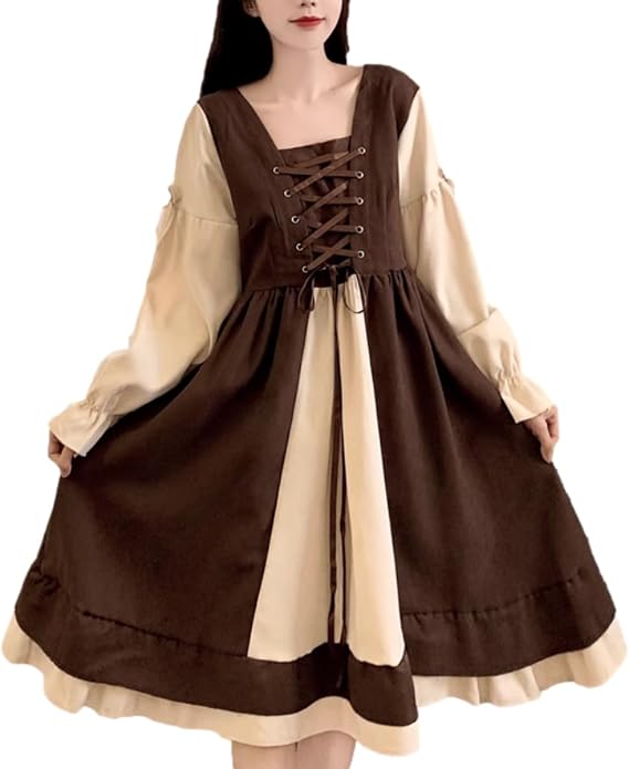 Japanese Lolita Costumes Lace Bow Cute Ruffle Dress Teens Casual A Line Long Sleeve Sweet High Waist Cosplay Party Dresses