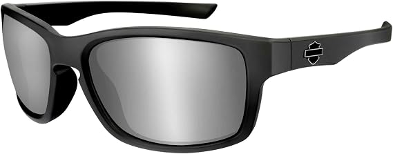 Harley-Davidson Men's Slot Bar & Shield Sunglasses - Silver Lens/Black Frame, Black, 57-19-127