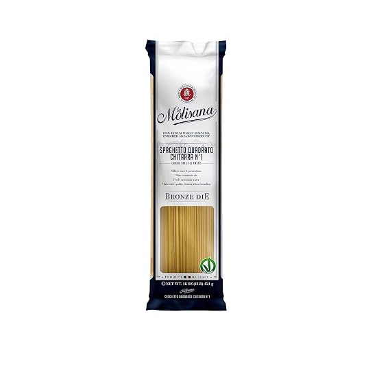 La Molisana Spaghetti alla Chitarra Pasta N1, 16 oz, Premium Italian Durum Wheat Semolina, High Protein 14%, Bronze Die Cut for Perfect Sauce Grip, Firm Al Dente Texture, Ideal for Classic Italian Recipes, Made in Italy
