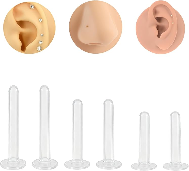 3Pair 14G 16G 18G Glass Piercing Retainers,8-12mm Retainer Glass Clear