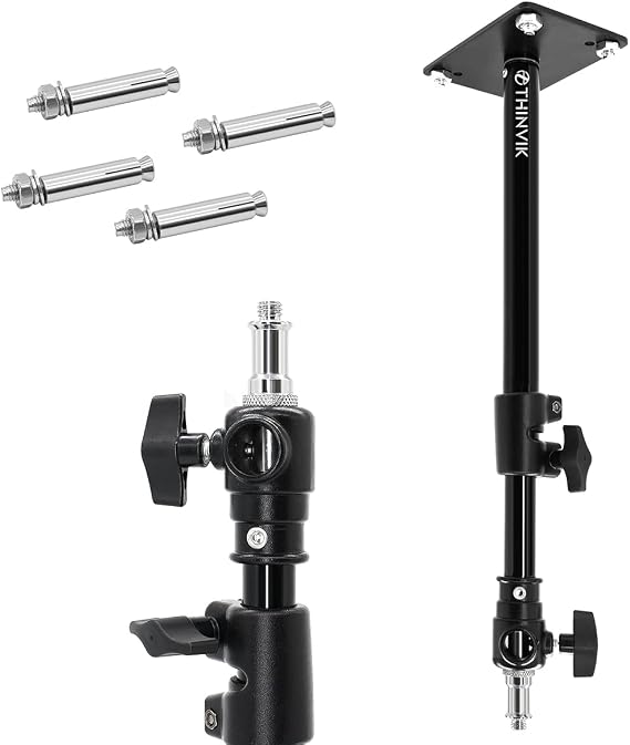 Thinvik Photography Studio Camera Stand,Lighting Wall Ceiling Mount Boom Arm for Video Monolight,Reflector,Overhead Vertical Horizontal Mounting - Aluminum Alloy Stands for Photographic Apparatus