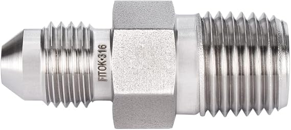 37 Degree Flared Tube Fitting 3/8" Male JIC 3/8" Male NPT 316 Stainless Steel 5000 psi, SS-CM-AN6-NS6