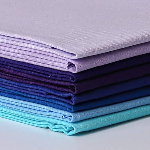 18  21inch Cotton Fabric, Premium Fabric Pure Quilting Fat Quarter Bundles Patchwork for Sewing DIY Craft Blue Purple Series, 8PCS
