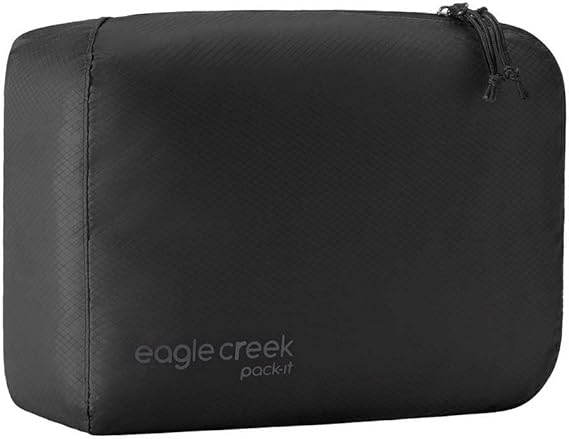 Eagle Creek Pack-It Isolate Cube - Lightweight Clothes Packing Cube for Maximizing Luggage Space - Angled Zippered Opening - Convenient Top Handle - Water-Resistant - Small - Black