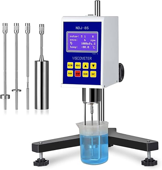 Digital Rotary Viscometer, 10~2000000Pa.s Viscosity Meter, Lab Viscometers with 4 Rotor, 2% Accuracy Fluidimeter Tester Meter for Paint Adhesives Cosmetics Grease (Ndj)