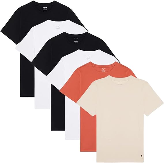 WP West Path Men's 100% Organic Cotton T-Shirt - Fair Trade Certified Shirts for Men - Men's Plain Color Cotton Tees (6 Pack)