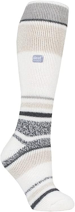 HEAT HOLDERS - Ladies Thick Extra Long Striped 2.3 TOG Winter Thermal Knee High Ski Socks