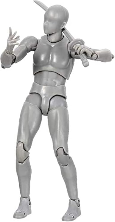 AXITWXIT Aksiyon Figürleri Body-Kun DX & Body-Chan DX PVC Figür Model Çizimi S H Figuartlar için Kutulu Sanatçılar (Gri, Erkek)