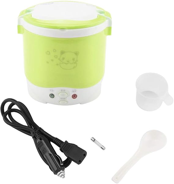 TOPINCN 12V Car Rice Cooker, Portable Mini Rice Cooker 2 Cup Uncooked, 1L Small Electric Rice Cooker and Steamer, Travel Rice Cooker for 2 People, for RV, Truck, Camp Trip,