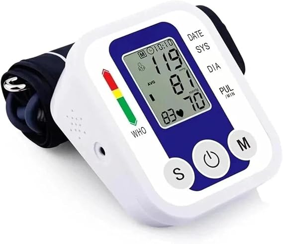 Blood Pressure Monitors Automatic Digital LCD Display Monitor Upper Arm BP Cuff Machine Heart Rate Monitor for Home and Professional Use