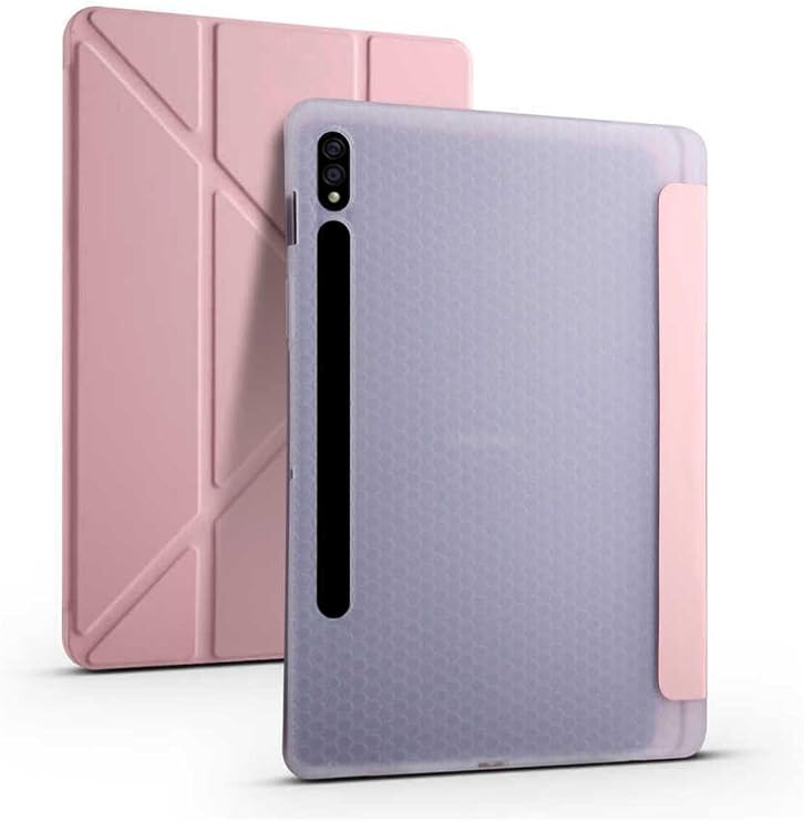 CONSTRAIN - Samsung Galaxy Tab S7 FE Lte (T737-T736-T733-T730) ile Uyumlu Kılıf Kalem Bölmeli Standlı Akıllı Kapak - Pembe
