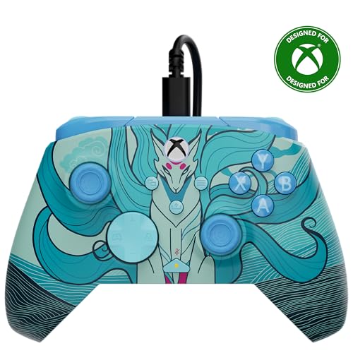 Turtle Beach Rematch Advanced Wired Gaming Controller for Xbox & PC Powered Glow, Remappable Buttons, Hall-Effect Hair Triggers, 8ft Cable, Officially Licensed by Xbox Blue Kitsune