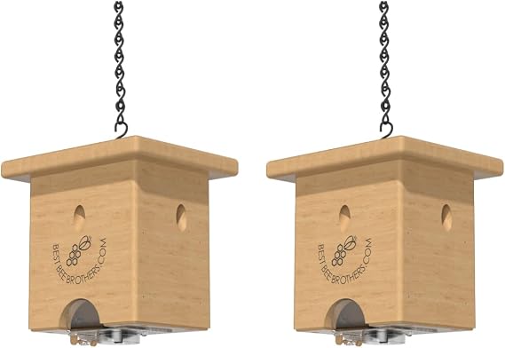 Best Bee Brothers Pine Turbo Trap Carpenter Bee Trap, 2 Pack | Professional-Grade, For Outside, With Bee Vault & Internal Turbo Funnel, 6.3" W x 6" H x 5" D, Easy to Empty