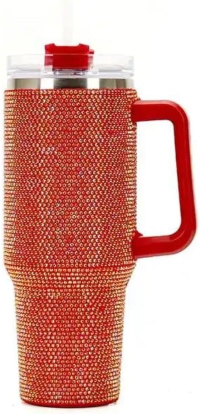 40oz Tumbler Double Wall Stainless Steel With Handle & Straw, twisted Vacuum lid, Insulated mug for Travel,Coffee,Juice,Tea,Water,Gifts for Women&Men