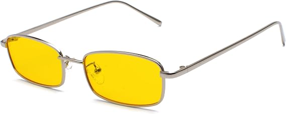 Classic Rectangular Sunglasses Retro Slim Metal Frame Glasses Vintage Rectangle Candy Colour Sunglasses