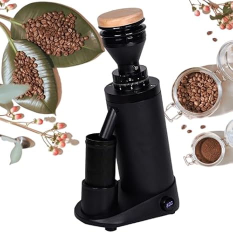 Coffee Grinder - 64mm Flat Burr, Stepless Adjustment, Electric with 20 Seconds Adjustable Timer