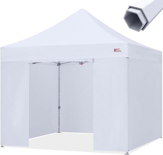 MASTERCANOPY 10x10 Premium Pop Up Canopy Tent with Sidewalls, White