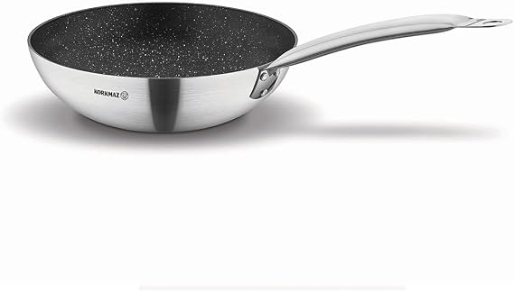Korkmaz Proline Gastro Fry Pan 11-Inch, Nonstick Granite Inner Coating A2854 silver11 inch