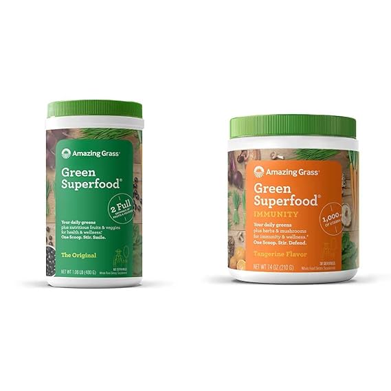 Amazing Grass Greens Blend Superfood Powders for Energy and Immunity (2 Items)