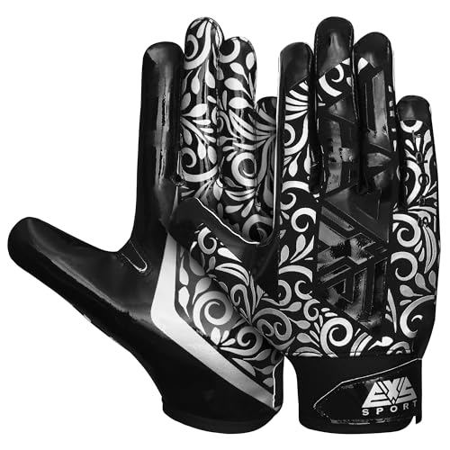 Exotic American Football Gloves Silver, Large