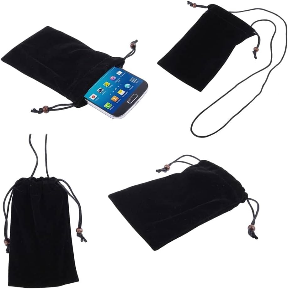 Case Cover with Chain and Loop Closure Soft Cloth Flannel Carry Bag for Nokia 1280 phone - Black