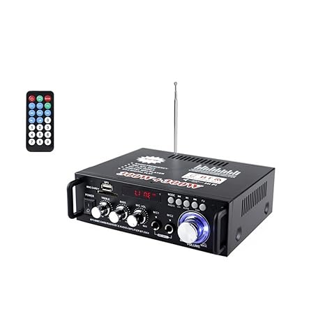 Bluetooth Stereo Receiver Home Audio Amplifier HiFi 600W Home Theater System Speaker Amplifier, 2 Channels, LCD Display, Portable FM Radio, SD Card/USB Input, 12V-220V for Home or Car Use