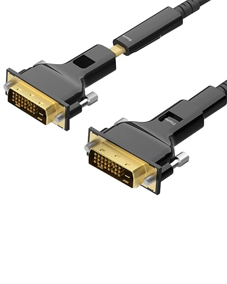 DVI Fiber Optic Cable DVI-D24+1 Male to Male 15M/49.2FT, Detachable Conduit-Through-Tube, High-Speed HD Video Transmission for Computer Monitors, Projectors,Large Screen Displays