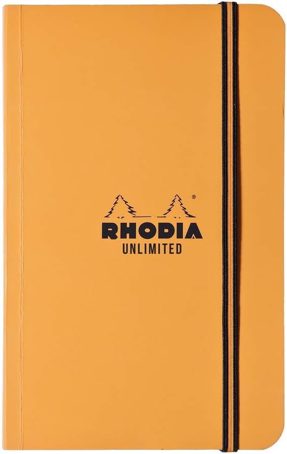 Rhodia Notebook UNLIMITED 5mm Grid, Pocket Size, 120 Pages, Perforated, Wirebound, PEFC Certified, Unlimited, Orange, 3.5 x 5.5 inches 9 x 14 cm cf118858