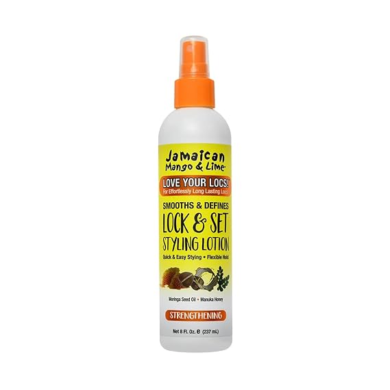 Jamaican Mango & Lime Love Your Locs Lock & Set Styling Lotion Long-Lasting Hold & Shine for Locs, Braids, Twists & Natural Hair Flake-Free Styling Lotion for Smooth, Sleek, Defined Styles 8 oz